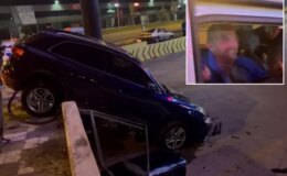 Duvarda asılı kalan aracın sürücüsü “Trakyalıyım be ya” deyip polisi öpmeye kalktı