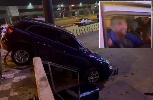 Duvarda asılı kalan aracın sürücüsü “Trakyalıyım be ya” deyip polisi öpmeye kalktı