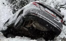 Düzce’de kar kazası: 8 kişilik aile kanala uçtu