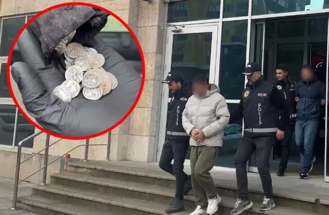 Büyük İskender portreli sikkelerle kaçarken sınırda yakalandılar