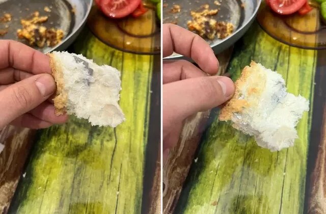 Ekmeğin içinden çıkanı görünce şok oldu
