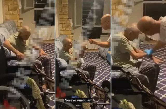 Eldiven takıp yaşlı adamı dövdü! Huzurevinde vicdanları sızlatan görüntüler