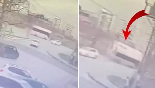 Esenyurt’ta 4 kişinin hayatını kaybettiği, işçi servisinin devrilme anı kamerada