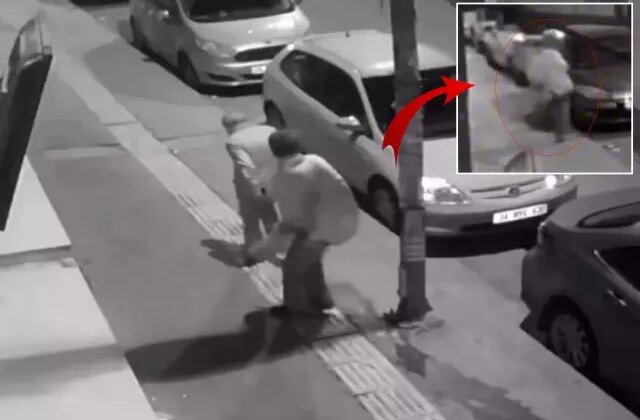 Genç kadın, yaşlı adamı yerde tekmeleyip öldüresiye dövdü