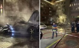 Hastane otoparkında korkutan yangın