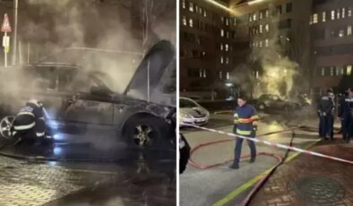 Hastane otoparkında korkutan yangın