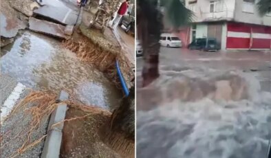 İçme suyu borusu patladı: 3 mahalle göle döndü, yol çöktü