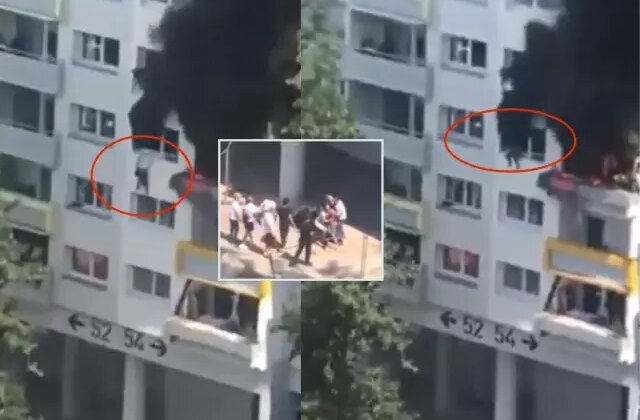 İki kardeş, 9 metre yükseklikten atlayarak yangından kurtuldu