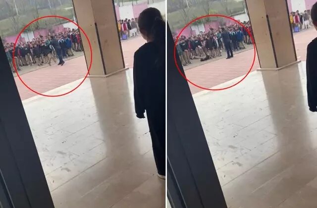 İnfial yaratan görüntü! Okul müdürü yakasından tuttuğu öğrenciyi yere savurdu