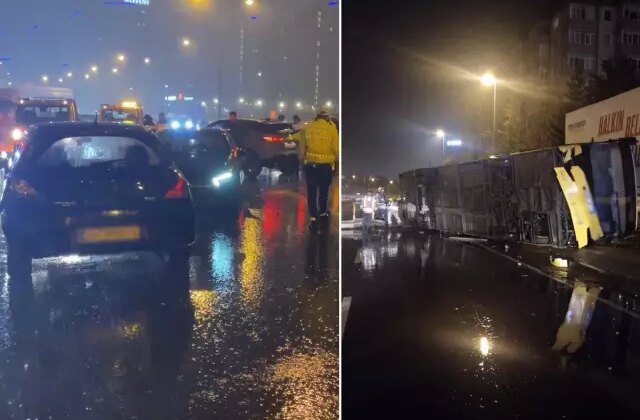 İstanbul’da sağanak kabusu! Halk otobüsü takla attı, zincirleme kaza TEM’i kilitledi