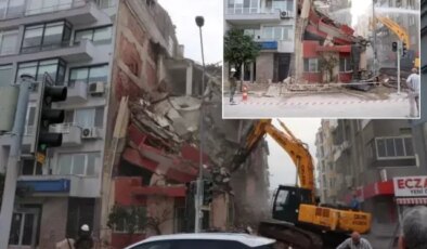 İzmir’de bina yıkımı sırasında bitişikteki apartman zarar gördü