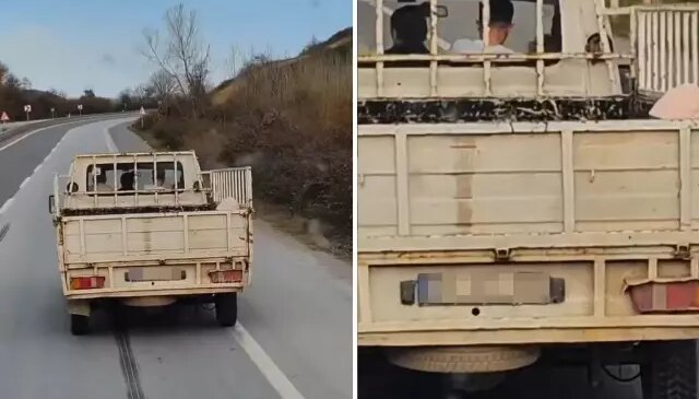 Kamyonun kasasında gördüğü manzaraya isyan etti: Ufacık çocuk ya, şuraya bak