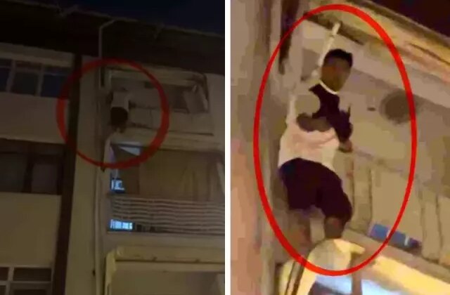 Kapısına gelen sivil polislerden korktu, balkona çıkarak yürekleri ağza getirdi