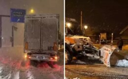 Kar kalınlığı 40 santimetreyi geçti, yol o araçlara kapatıldı