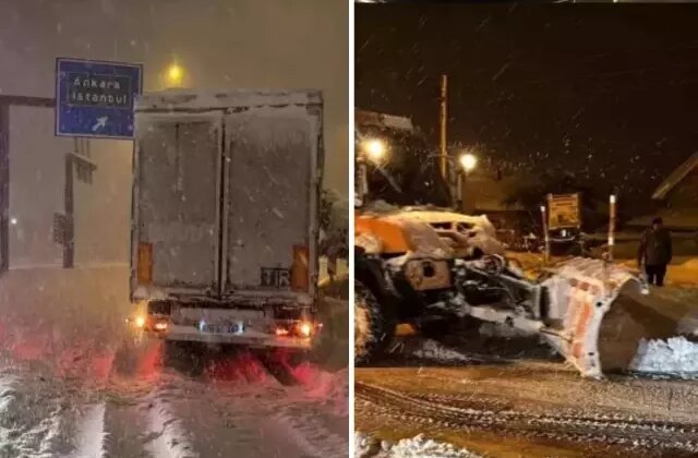 Kar kalınlığı 40 santimetreyi geçti, yol o araçlara kapatıldı