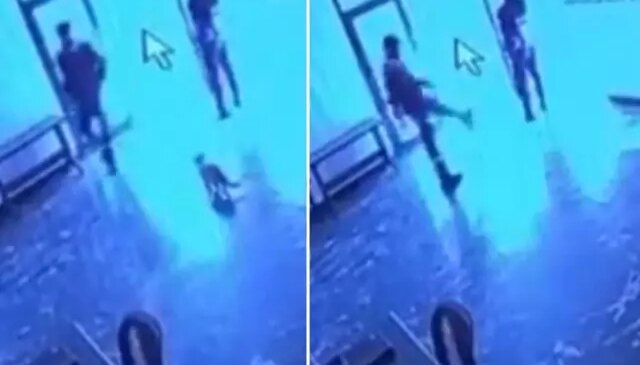 Kediye tekme attı, o anlar kameraya yansıdı