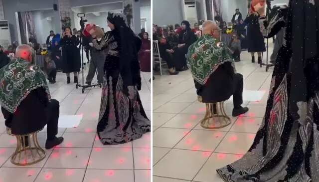 Kına gecesindeki görüntü olay oldu: Herkes yaş farkına takılıyor