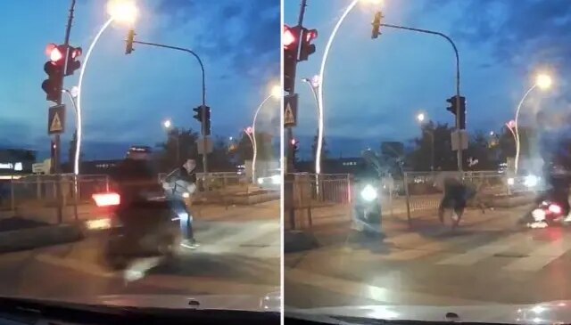 Kırmızı ışık ihlali yapan motosikletli yayaya çarptı, 2 kişi yaralandı