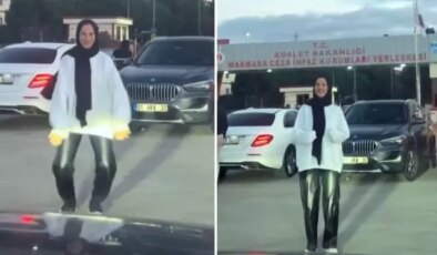 Kocasının tahliyesini beklerken yaptıklarıyla gündem oldu