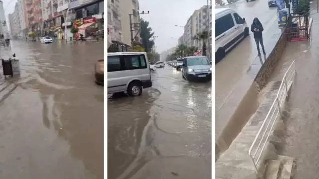 Mardin’de sağanak nedeniyle cadde ve sokaklar göle döndü