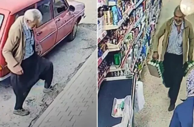 Markete girerken yaptığı hareketle yürekleri ısıttı