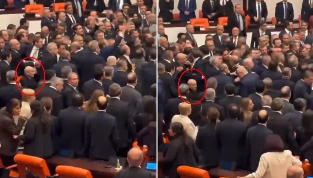 Meclis’teki yumruklu kavga esnasında dikkat çeken görüntü