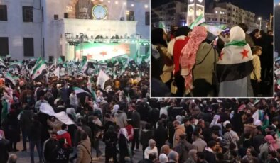 Meydanlara akın ettiler! Suriye’de 1. yıl coşkusu