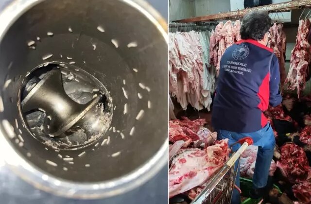 Mide bulandıran görüntüler! Etler küf içinde, makinelerde kurt var