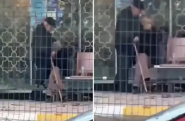 Otobüs durağında mide bulandıran olay! Yaşına başına bakmadan yaptıklarına bakın