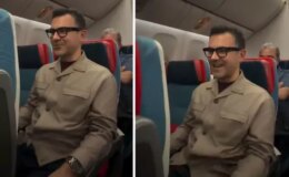 Özkan Öztürk, uçak yolculuğu sırasında spikerlik yaptı