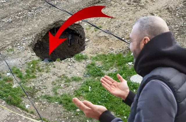 Park halindeki aracı çukur yuttu! Sahibinin sözleri şaşırttı: Sevindim, gömün gitsin