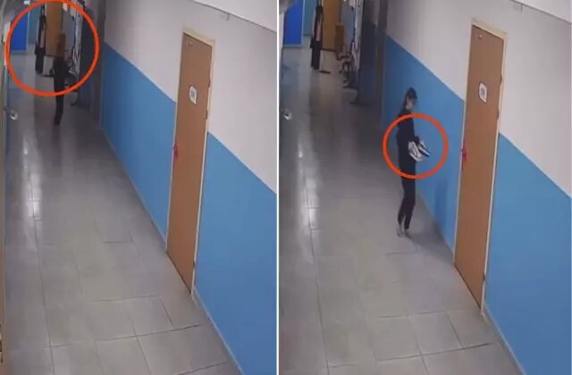 Paspas yapılan alanı kirletmemek için ayakkabılarını çıkarttı