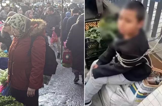 Pazarda eşofman çalan çocuğu iple bağladı: Seni anadan doğma edeceğim