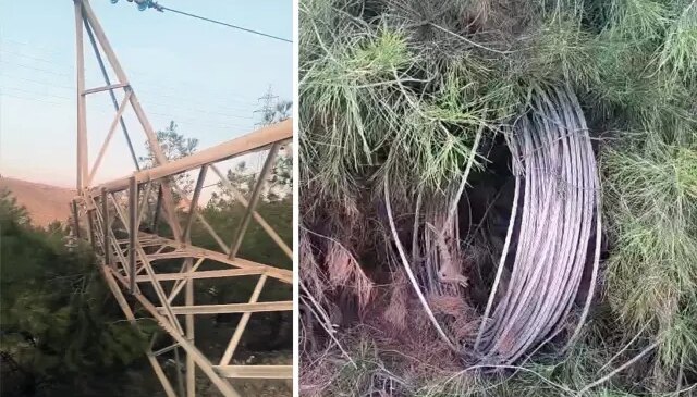 Hırsızlar elektrik direğini çaldı, tüm bölge karanlığa gömüldü