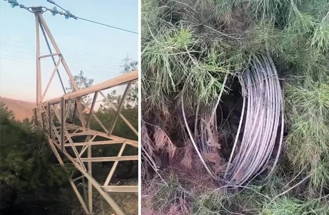 Hırsızlar elektrik direğini çaldı, tüm bölge karanlığa gömüldü