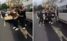 Sarıyer’de trafikte sürücülerin yol verme kavgası kamerada