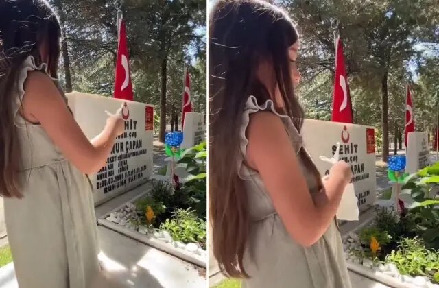 Şehit kızının mezardaki babasına sorduğu soru kahretti
