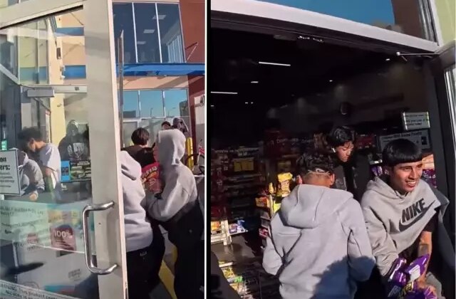 Sosyal medya üzerinden organize olan bisikletli gençler, marketi yağmaladı