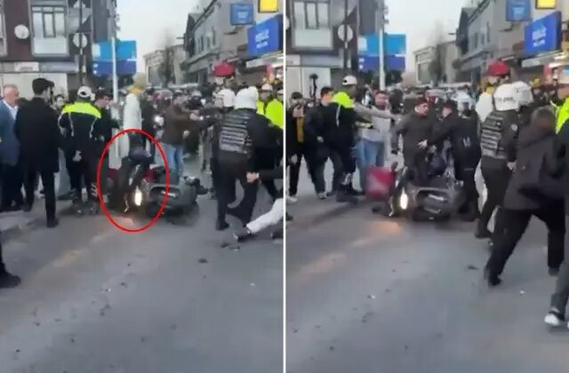 Taksiciler TAG sürücüsü zannettikleri kuryeye saldırdı! Görüntüler ortaya çıktı