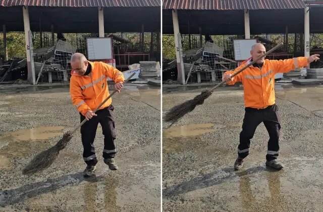 Temizlik görevlisi müzik sesine dayanamıyor: Kendimden geçiyorum