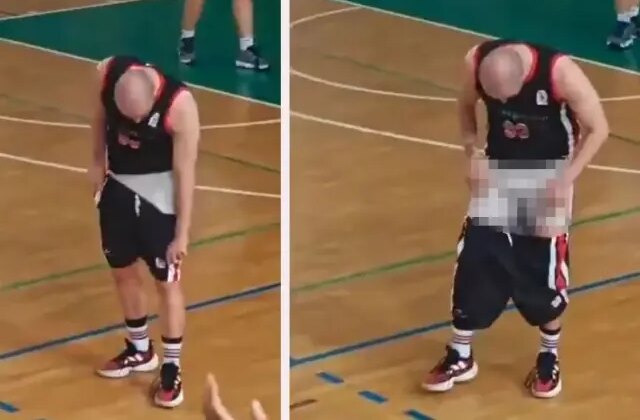 Tribünlere dönüp şortunu indirdi, salon yangın yerine döndü