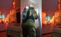 Yangında tavan çöktü, itfaiye ekipleri ölümden döndü… O anlar kameraya yansıdı