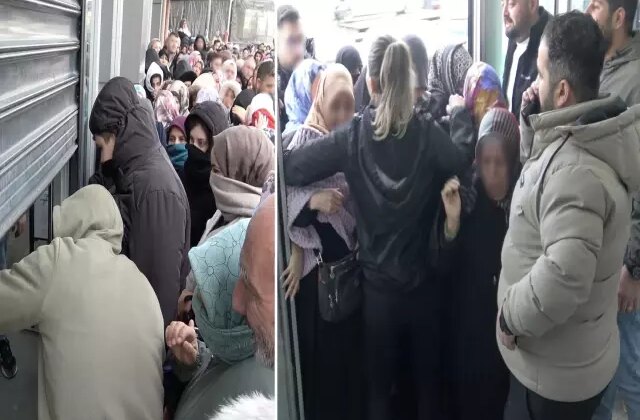 100 liralık alışveriş için dondurucu soğukta saatlerce beklediler