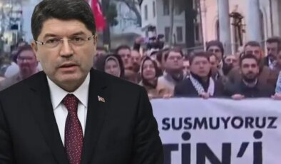Adalet Bakanı Yılmaz Tunç da Filistin yürüyüşüne katıldı