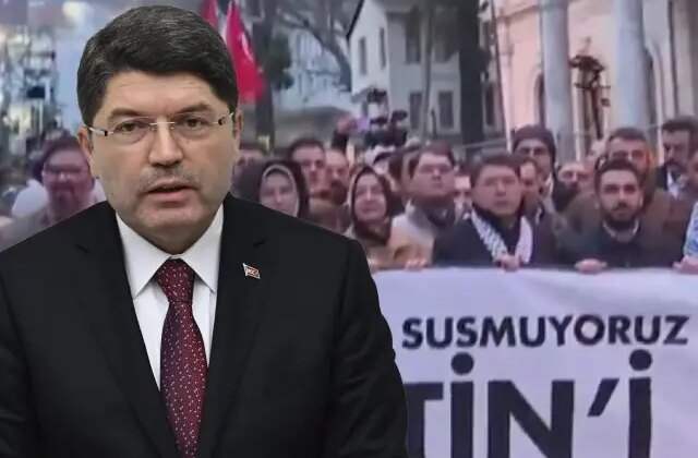 Adalet Bakanı Yılmaz Tunç da Filistin yürüyüşüne katıldı