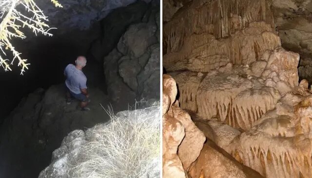 Tesadüfen bulundu! Metrelerce iniliyor, mağaranın içinden çıkıyor