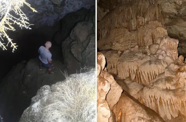 Tesadüfen bulundu! Metrelerce iniliyor, mağaranın içinden çıkıyor