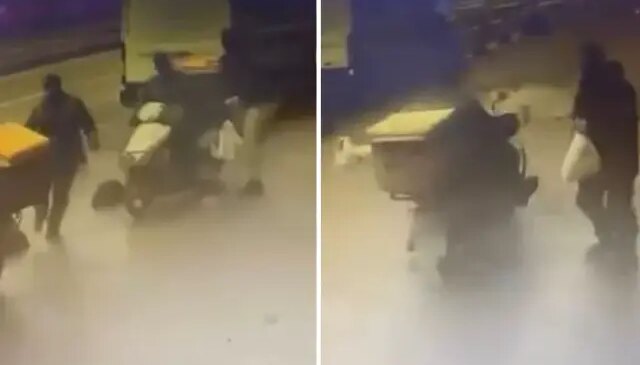 Polis kaçan şüpheliyi kuryenin motosikletine binerek yakaladı