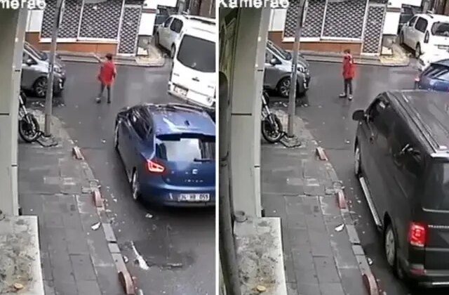 Bayrampaşa’da bir çocuğun ambulansa yol açmak için trafiği yönlendirmesi kamerada