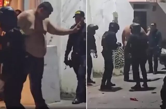 Çevredekilere saldıran şahsı, 9 polis güçlükle gözaltına aldı